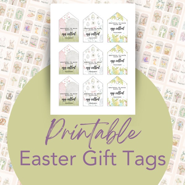 Teacher Easter Egg Printable Gift Tag set of 3 different designs, Easter egg cute tag for kids students PTA PTO room parent cookie snack bag