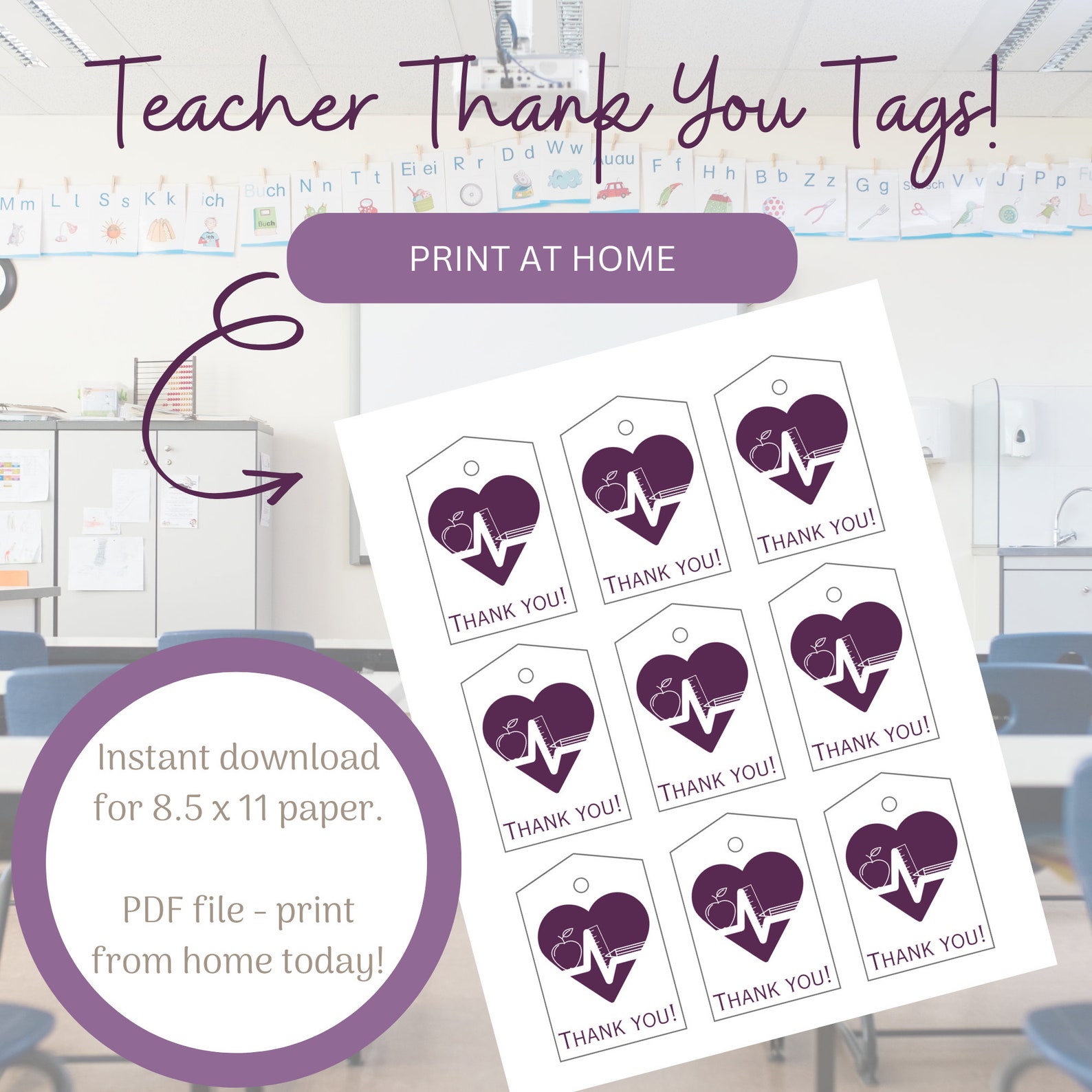Teacher Halloween Gift Tags Printable, Bulk Teacher Gift Digital