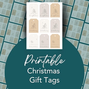 Christmas Gift Tags Minimalist Christian Design Christian Christmas gift tag instant download print at home printable gift tag for Christmas