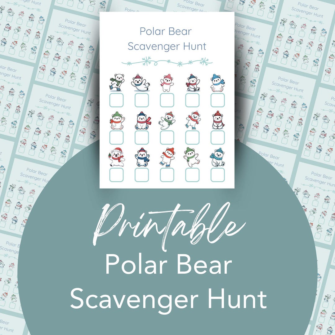 Scavenger Hunt Polar Bear Themed Winter Kids Activity, Digital Download ...