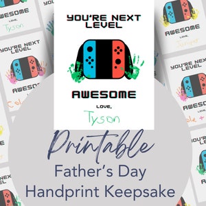Handabdruck Karte für Switch Gamer Druckbare Lehrer Ressource Handwerk für Pre-K Kindergarten Kinder Vater Onkel Opa Bruder Geschenk NSW Gameboy