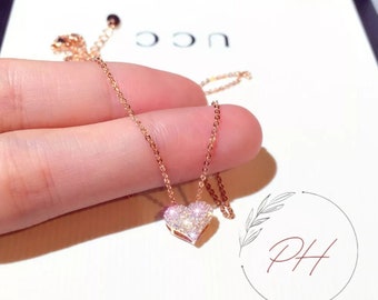 Solid Heart Gold-Plated Smile Necklace Wedding Bridal Jewelry Everyday Layering Necklace Small Delicate Choker Christmas Birthday Gift