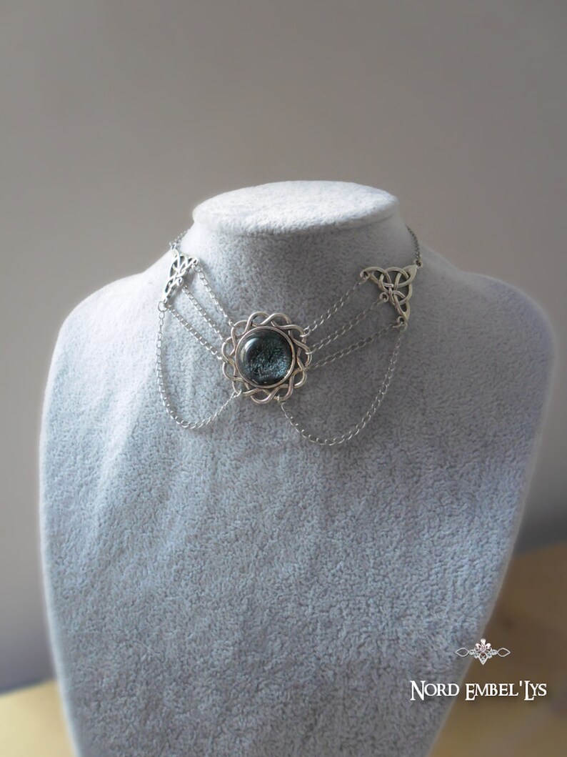 Celtic Choker Necklace in resin Night Walk