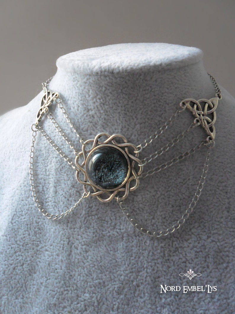 Celtic Choker Necklace in resin Night Walk