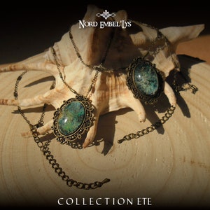 Collane pendenti Lagune Cabochon blu verde in resina epossidica