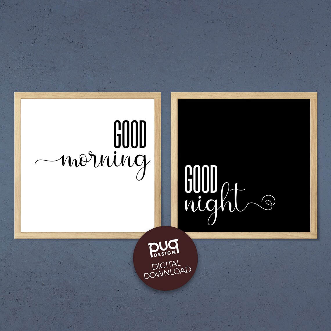 Good Morning &amp; Good Night Posters Printable Wall Art Wall | Etsy