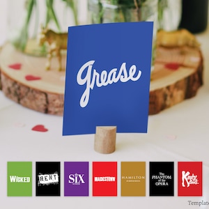 Broadway Wedding Table Seating Cards | Show Art | Instant Digital Download Incl: 4x6, 5x7, 8.5x11 | Options In Color, Black, White