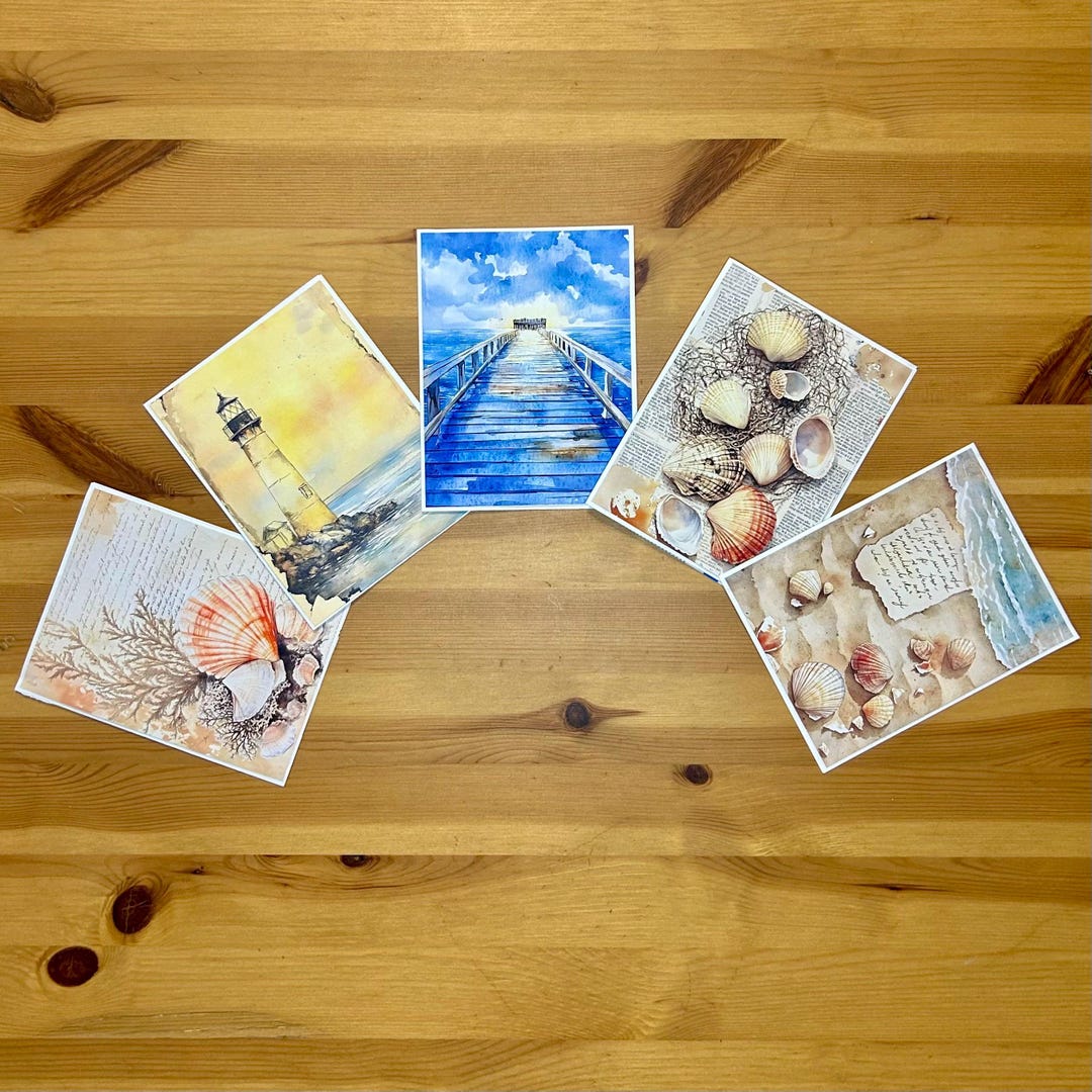 Card Set of 5 - Shells at the Shore - Beach - Just Because - Any ...