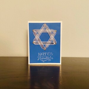Chanukka Karte - Chanukka - Davidstern - Stern - Blau - Weiß - Handgemacht