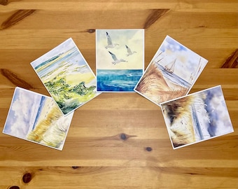 Card Set of 5 -  Dunes on the Beach - Shore - Just Because - Any Occasion - Blank - Handmade
