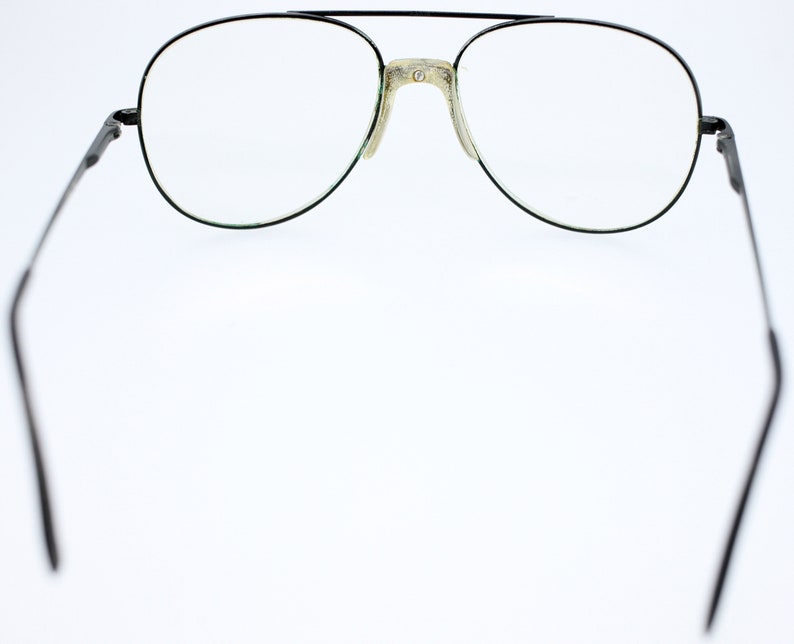 Vintage unisex black coloured metal frame pilot-style eyeglasses-used-well worn condition-free postage worldwide-2-14 working days delivery