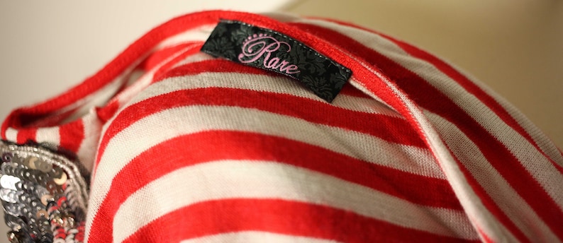 Vintage /'Rare Zinka/' red and white striped ladies sweater with sequin shoulders-UK 8-used-free post worldwide-2 to 14 working days delivery