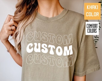 Chemise de couleurs de confort rétro de texte personnalisé, chemise de texte personnalisée, T-shirt personnalisé, chemise esthétique personnalisée, cadeau personnalisé