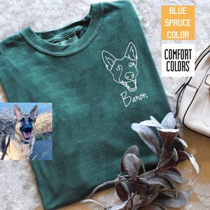 Custom Dog Portrait Comfort Colors Tshirt, Line art Dog Ears Shirt, Pet Lover New Dog Owner, Gift for Pet, Dog Mom Shirt, Dog Lover Shirt