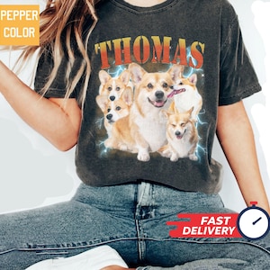 Custom Comfort Colors Dog TShirt, Retro Dog Shirt, Personalized Pet Shirt, 90s shirt, Women Tee
