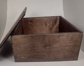 Birch Plywood Box with Drop-In Style Lid 12" - 8" Square Boxes Organization and Storage