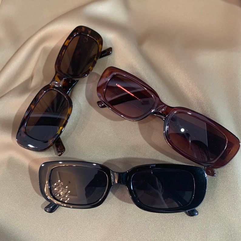 Vintage Rectangle Sunglasses 90s Sunglasses Etsy
