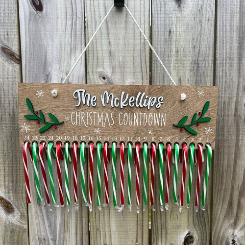 Candy Cane Advent Calendar Christmas Countdown Candy Etsy