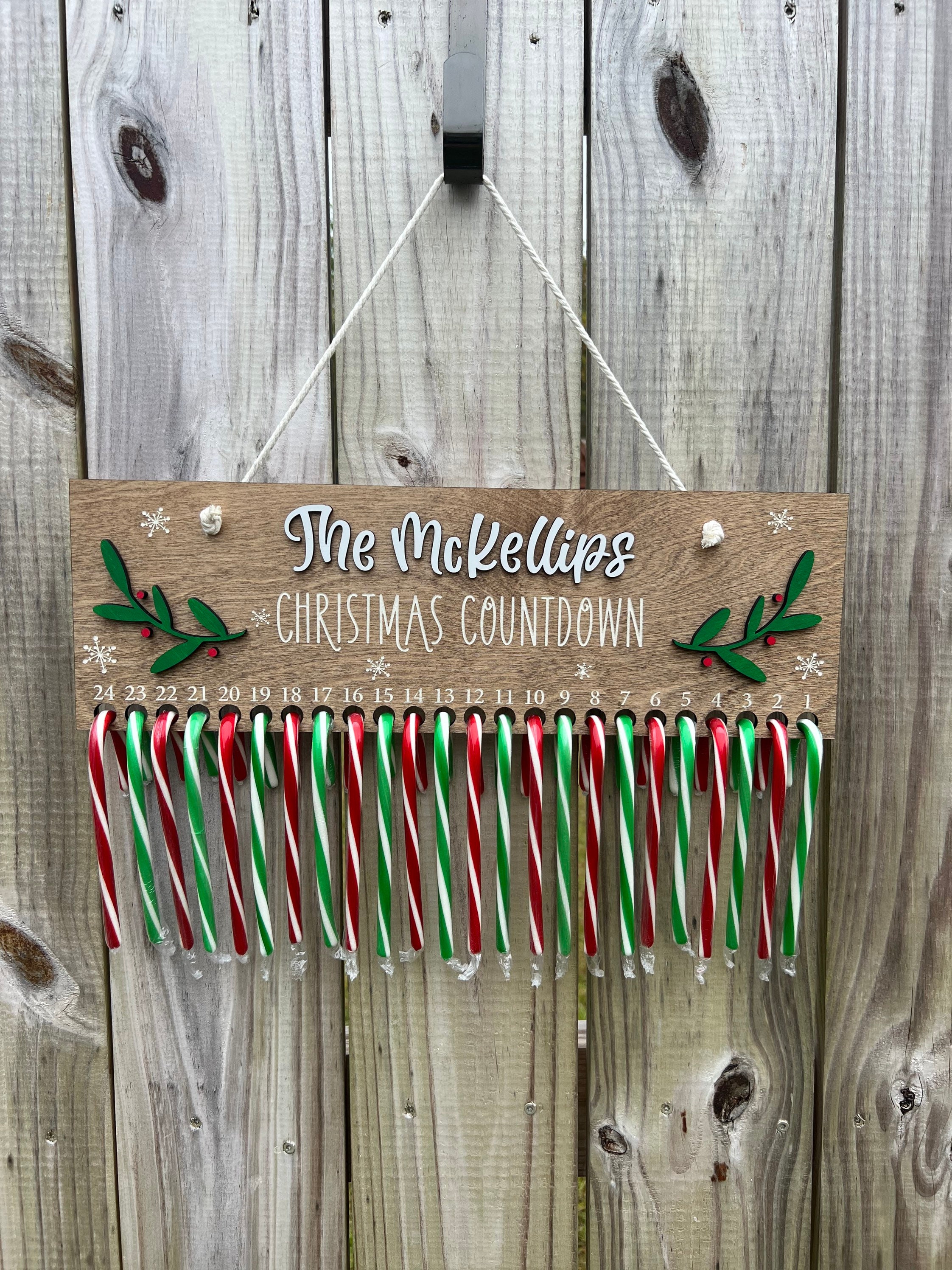Candy Cane Advent Calendar Christmas Countdown Candy Etsy