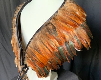 Feather double layered stole on satin base