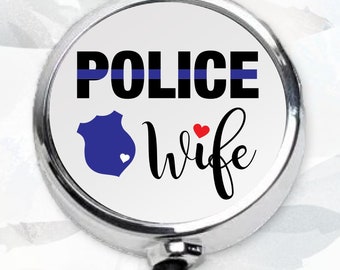 Carrete de insignia para esposa de policía, regalo para esposa de Back The Blue, porta identificación LEO Thin Blue Line
