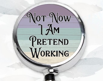Funny Sarcastic Badge Reel, Retractable ID Holder, Nurse Office Teacher Badge Clip, Healthcare Work Humor Gift