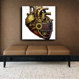 Steampunk Heart Anatomy Art Canvas Print, Medical Doctor Office Art, Cardiologist CV Surgeon Gift, Steampunk Vintage Inspired Art Home Decor