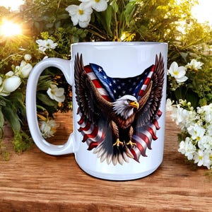 Bald Eagle American Flag Patriotic Coffee Mug