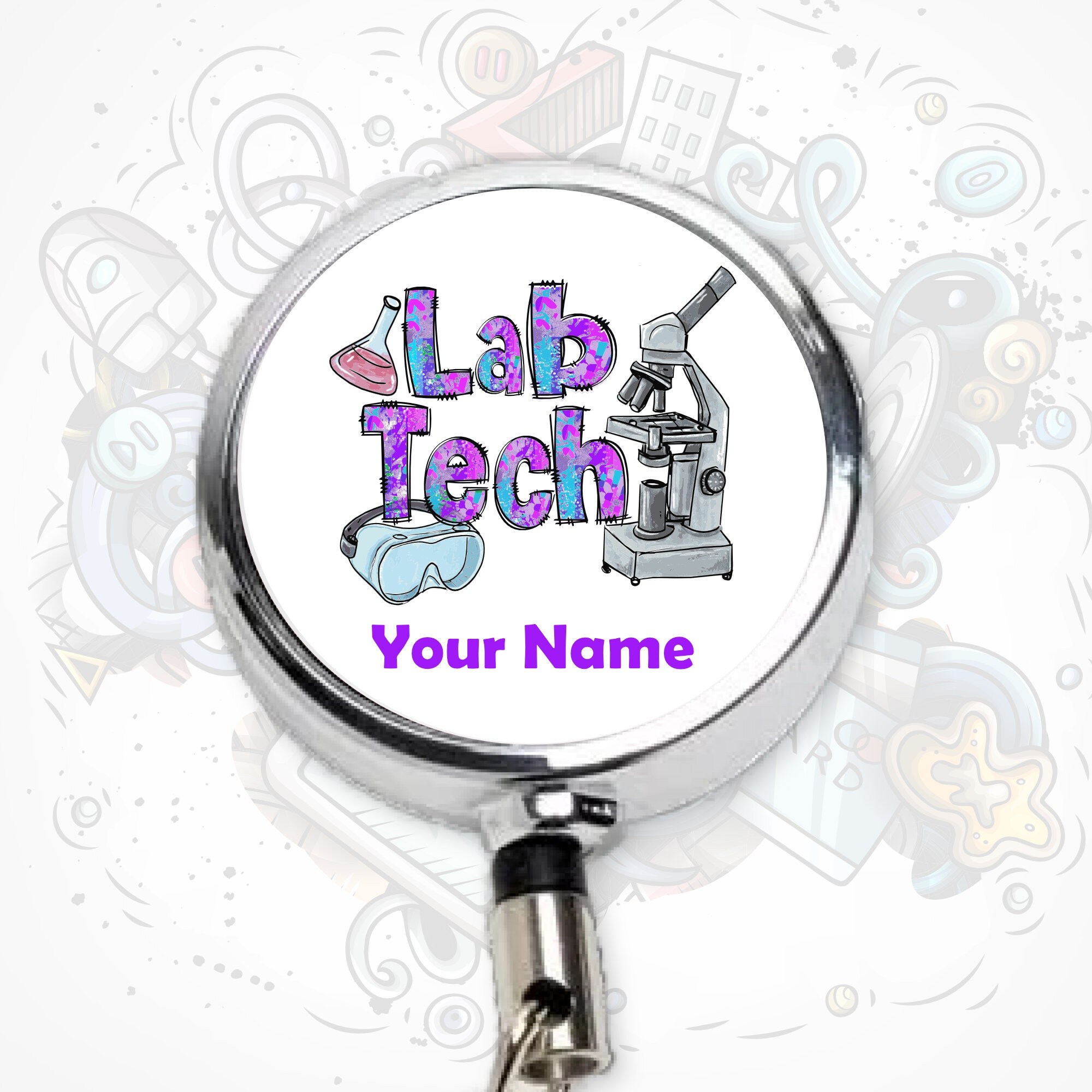  YAZMEEN Lab Tech Retractable Badge Reel with Alligator Clip  Funny ID Card Badge Holder Cute Lab Beaker Badge Funny Black Glitter Badge  Reel Gift for Medical Laboratory Science Scientist Nurse