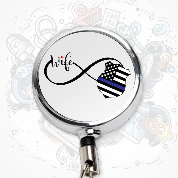 Police Wife Retractable Badge Reel, Police Wife Gift, Police Wife