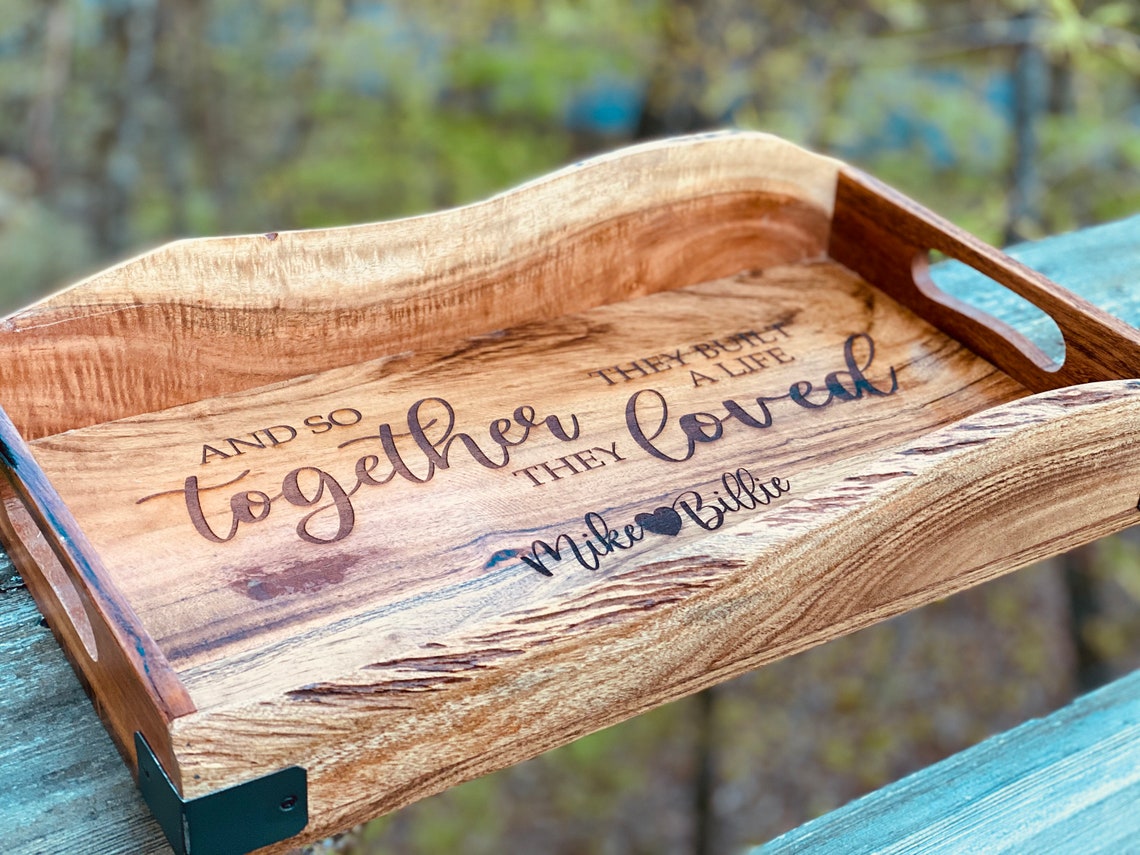 Rustic Custom Wood Engraved Tray Farmhouse Wood Tray Rustic Etsy