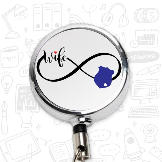 Police Wife Retractable Badge Reel, Police Wife Gift, Police Wife