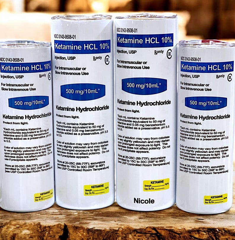 Custom and Personalized Novelty Healthcare tumbler with Pharmacy design on both sides.  Tumbler is a white base with a funny blue design.