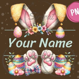 Easter bunny name frame Cilpart, Monogram Png sublimation, Easter Bunny png, customize,  Rabbit Personalized Custom Name Boy Girl, Name DTF