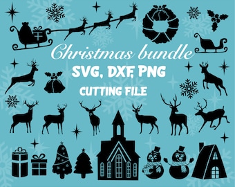 CHRISTMAS SVG, Reindeer svg, Reindeer Clipart, Files For Cricut, Cut Files, reindeer silhouette, Deer Bundle Svg,