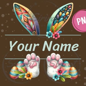 Easter bunny name frame Cilpart, Monogram Png sublimation, Easter Bunny png, customize,  Rabbit Personalized Custom Name Boy Girl, Name DTF