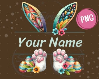 Personalized Easter Bunny Name Frame Clipart (PNG)