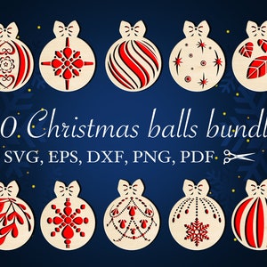 Christmas Balls svg, Bundle, Christmas Decorations, Ornaments SVG Cut Files, Laser cut files, Cricut, Silhouette, Christmas tree ornaments