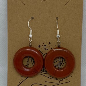 Fishman Donut Earrings, Phish Donut Earrings, Red Donut Earrings, Jasper Earrings