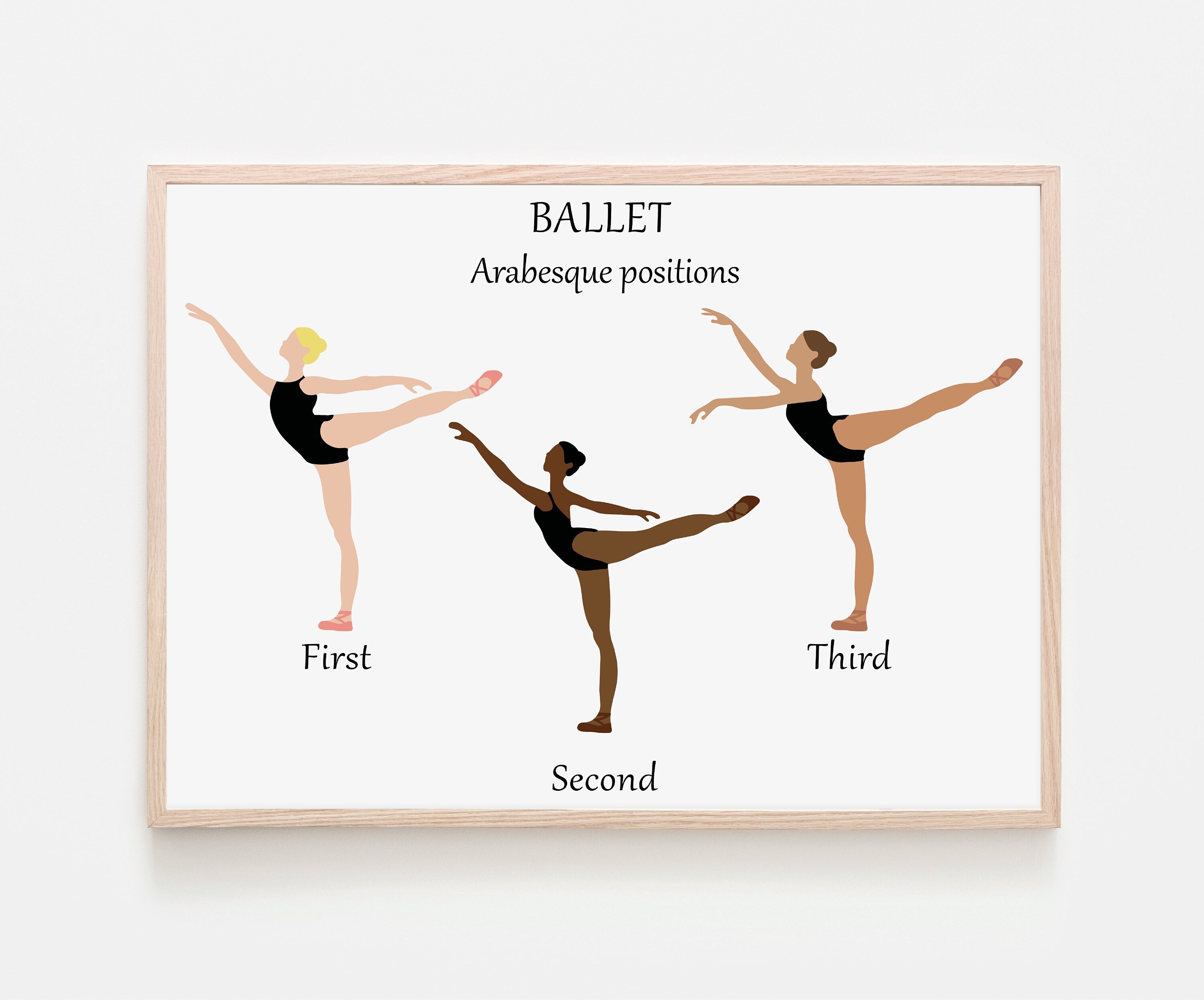 Ballet Arabesque Positions female Class Uniform Prints for Ballet