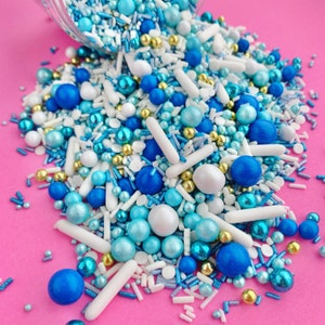 Daddy Cool Sprinkle Mix - Blue & White Sprinkles - Cake Sprinkles • Blue Sprinkles