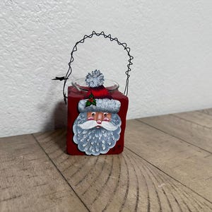 Hand Painted Christmas Santa Candle Holder - Festive Holiday Décor