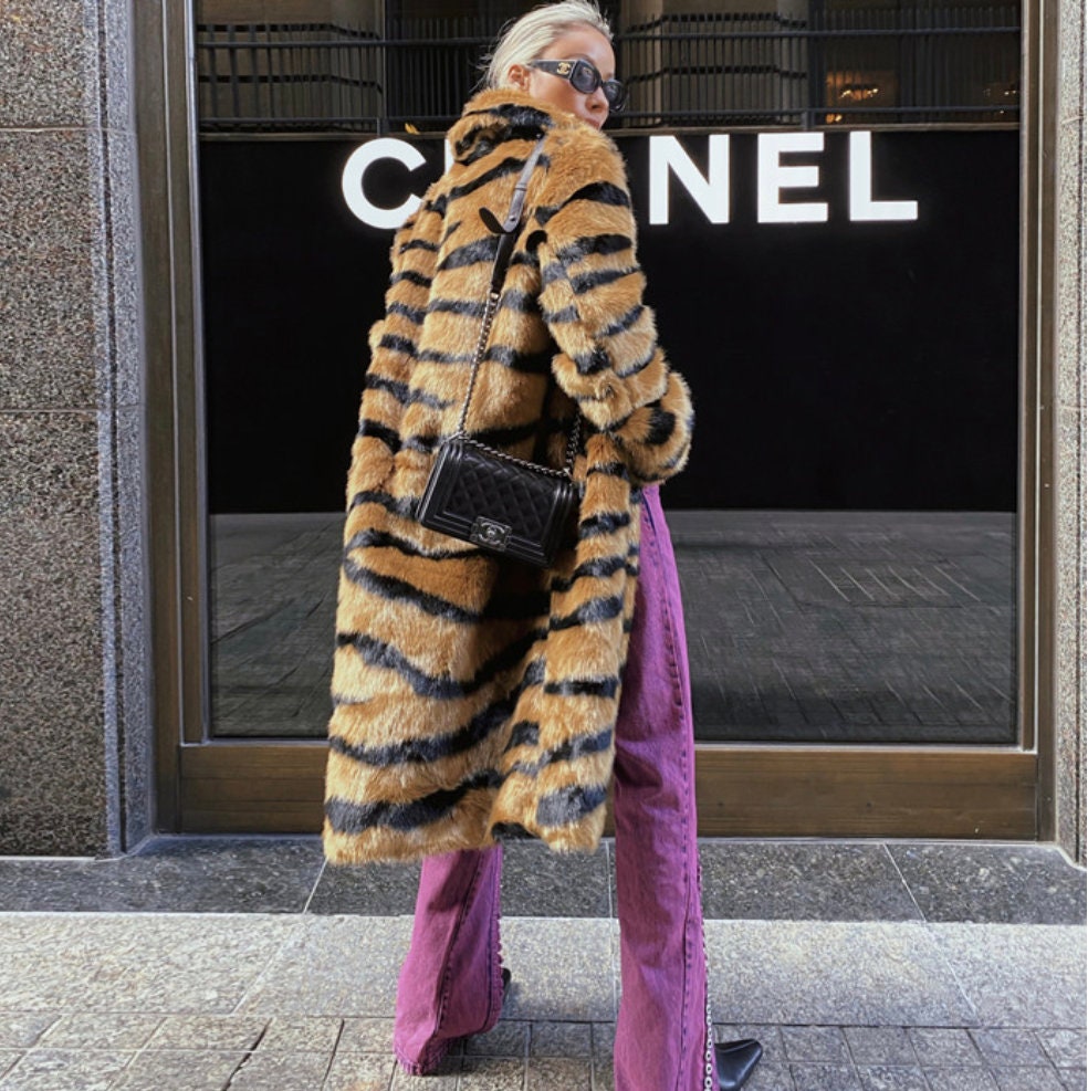 Women's LUXE Leopard Print Faux Fur Coat With Spread - Etsy