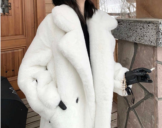Fluffy white winter coat Clearance