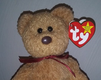 Curly ty beanie bear, origiinal hat 2 ii's.  VIELE FEHLER!!