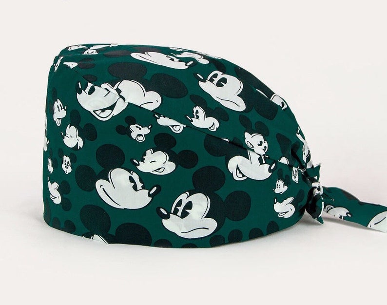 Mickey Mouse scrub cap with buttons to hold mask unisex scrub cap bouffant for long hair mens surgical hat nurse scrub cap