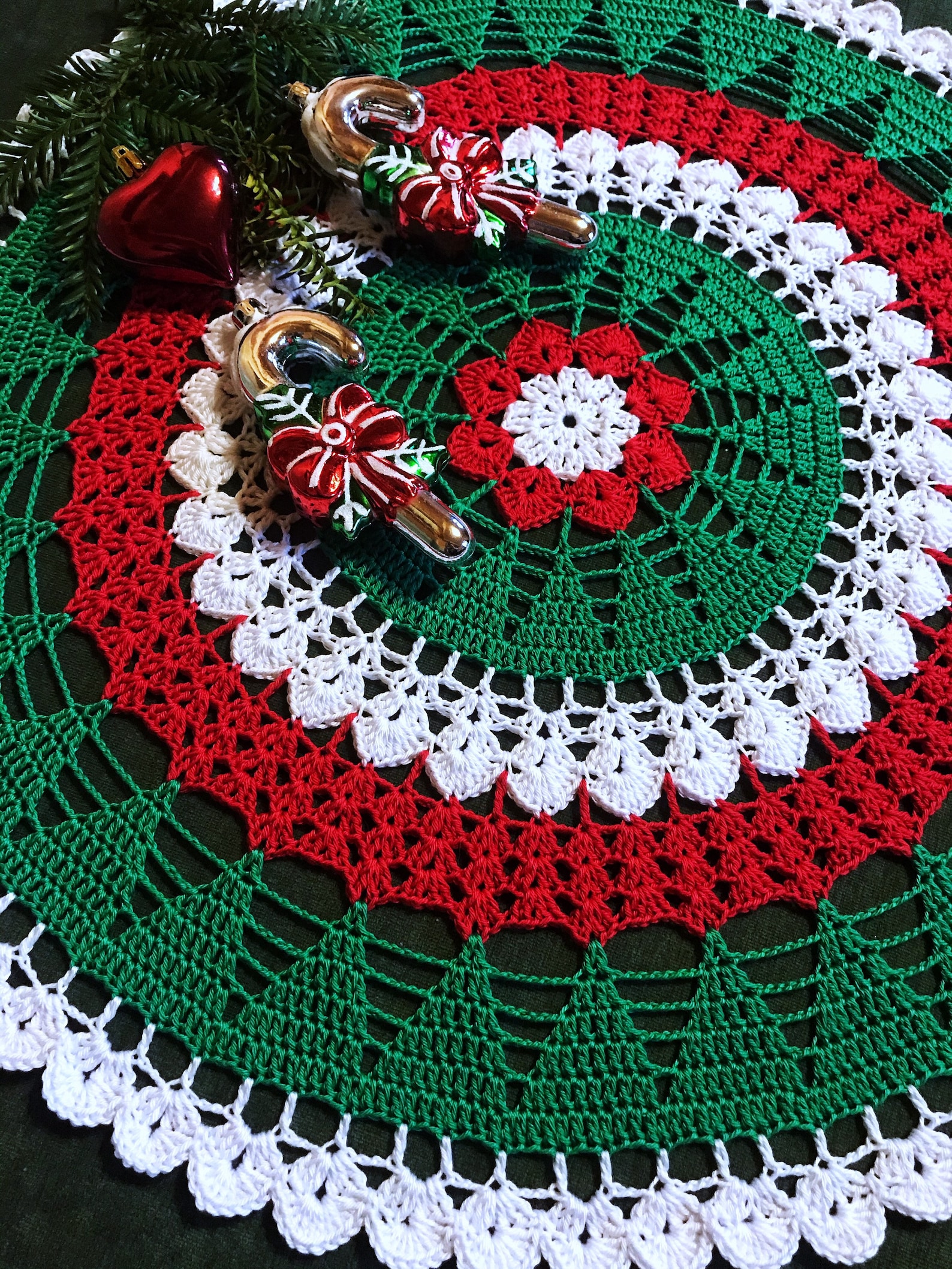 Christmas crochet doily cotton doily holiday doily Etsy