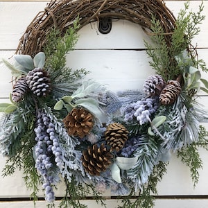 Winter Wreath, Snowy Wreath, Evergreen Wreath, Grapevine Wreath, Holiday Wreath, Berry Wreath, Pinecone Wreath