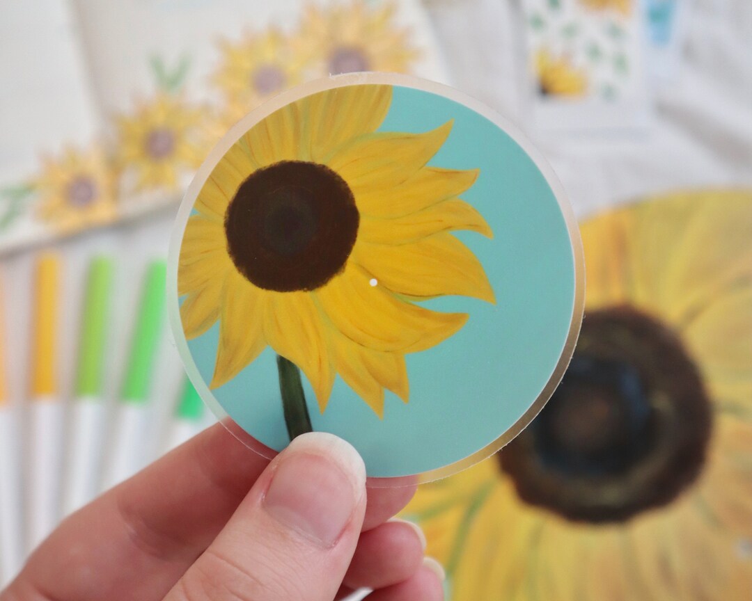 Sunflower Record Vinyl Sticker | Weatherproof Vinyl Matte Sticker ...