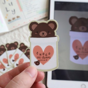 Choco Bear Ice Cream Sticker | Weatherproof Vinyl Matte Sticker | Laptop Water Bottle Bullet Journal Sticker